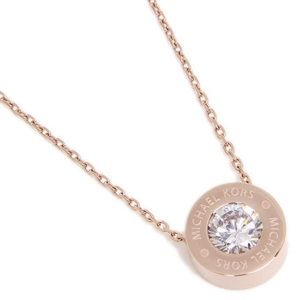 🆕Michael Kors Logo Rose Gold-tone Crystal Pendant